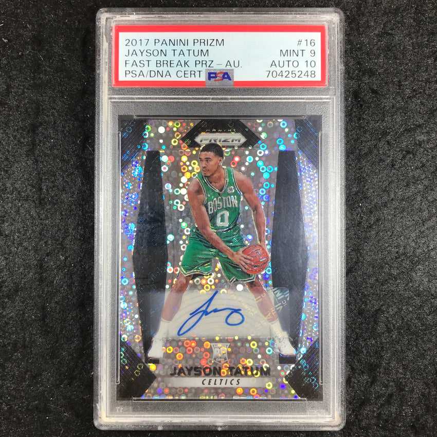 2017 Panini Prizm JAYSON TATUM Rookie Fast Break Auto #16 PSA 9 (248)