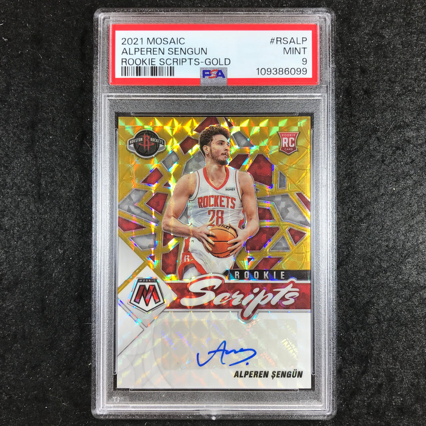 2021 Panini Mosaic ALPEREN SENGUN Rookie Scripts Auto Gold #RSALP PSA 9 (099)