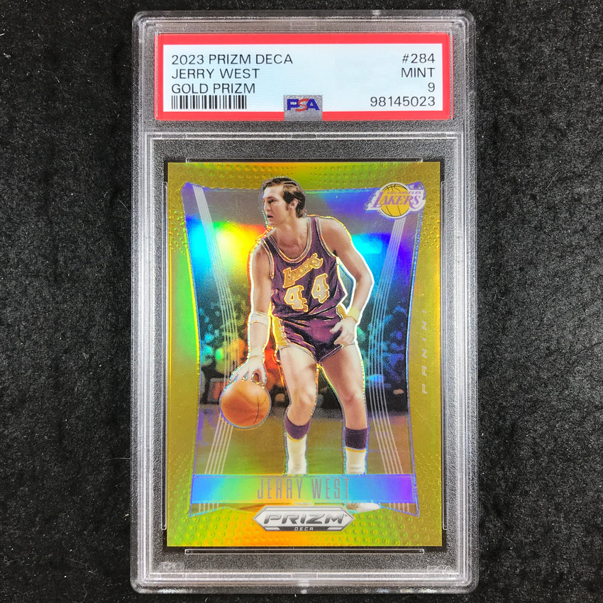 2023 Panini Prizm Deca JERRY WEST Gold 1/10 #284 PSA 9 (023)