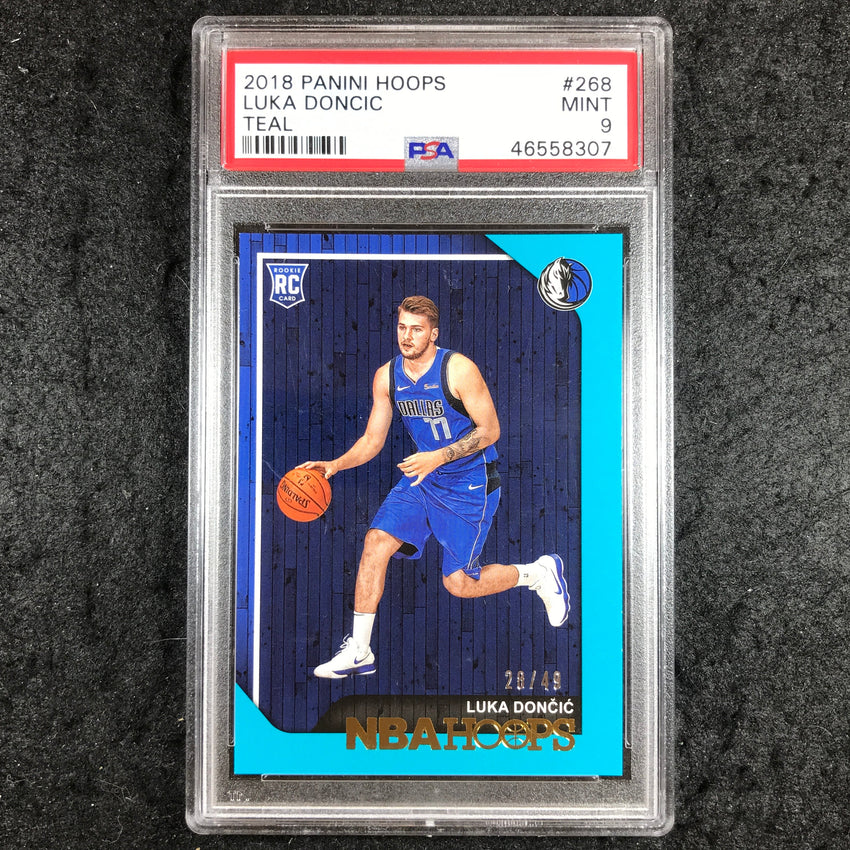 2018 Panini Hoops LUKA DONCIC Rookie Teal 28/49 #268 PSA 9 (307)