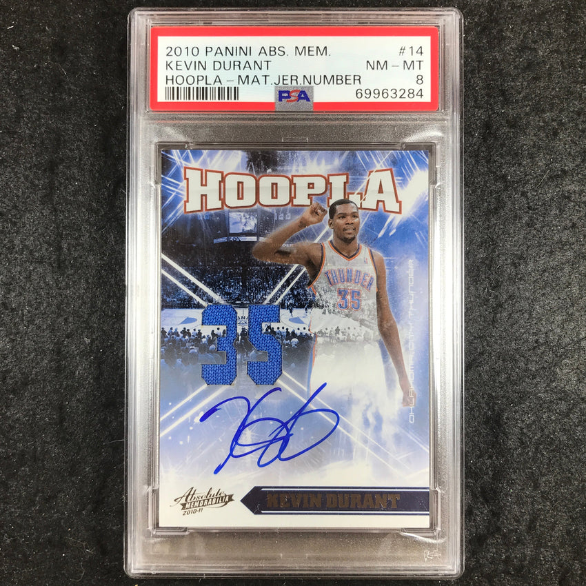 2010 Absolute Mem KEVIN DURANT Hoopla Jersey Number Auto 14/25 #14 PSA 8 (284)