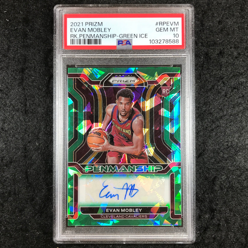 2021 Prizm EVAN MOBLEY Rookie Penmanship Auto Green Ice 5/5 #RPEVM PSA 10 (588)