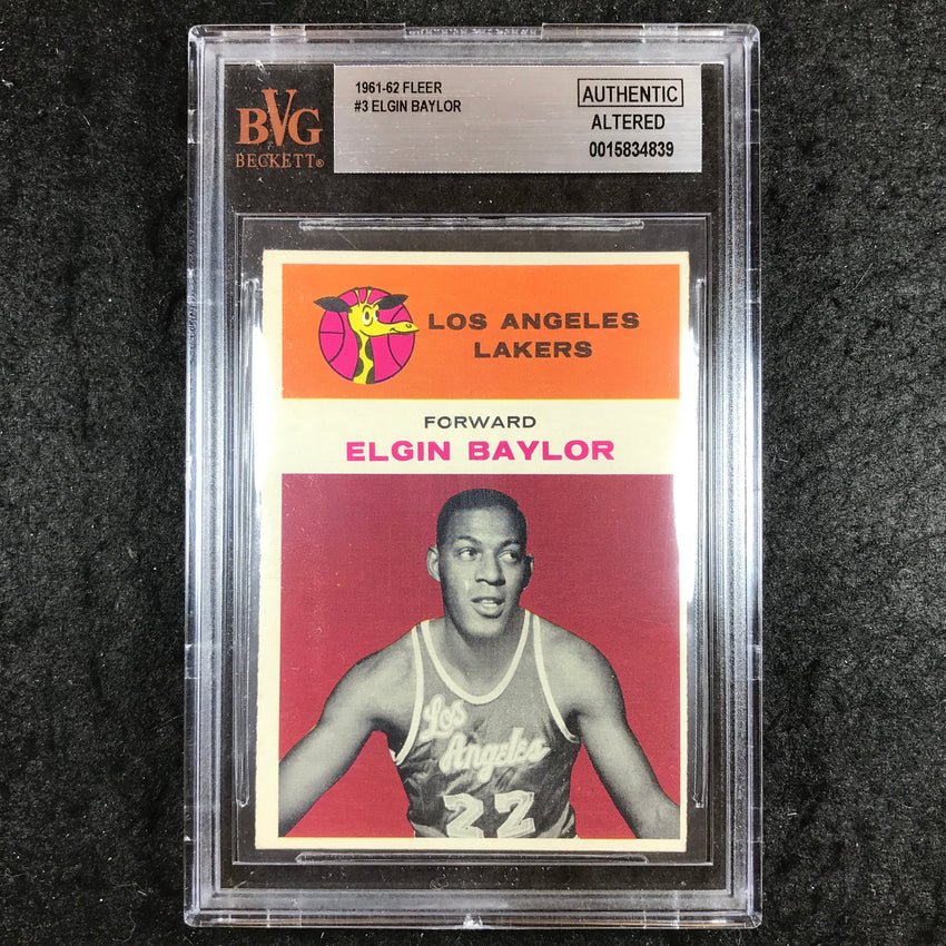 1961 Fleer ELGIN BAYLOR Rookie #3 BGS Authentic Altered (839)