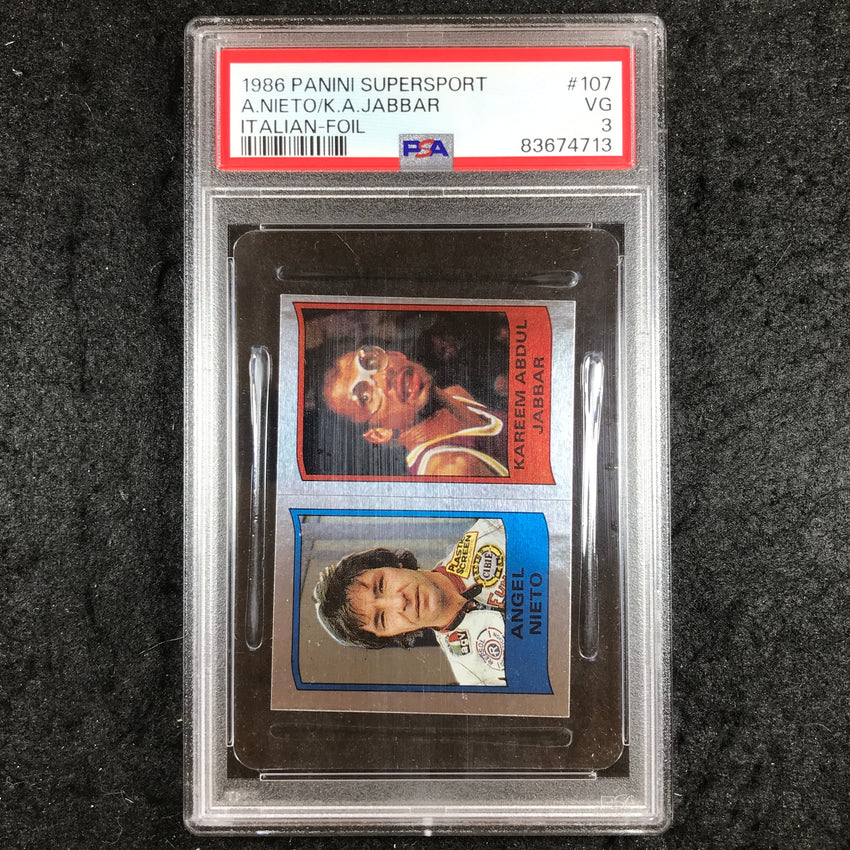 1986 Panini Supersport NIETO ABDUL-JABBAR Italian Foil #107 PSA 3 (713)