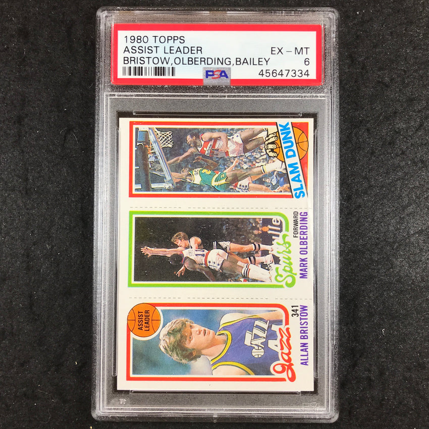1980 Topps BRISTOW OLBERDING BAILEY Assist Leader PSA 6 (334)