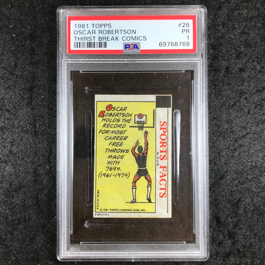1981 Topps Thirst OSCAR ROBERTSON Thirst Break Comics Base #26 PSA 1 (768)