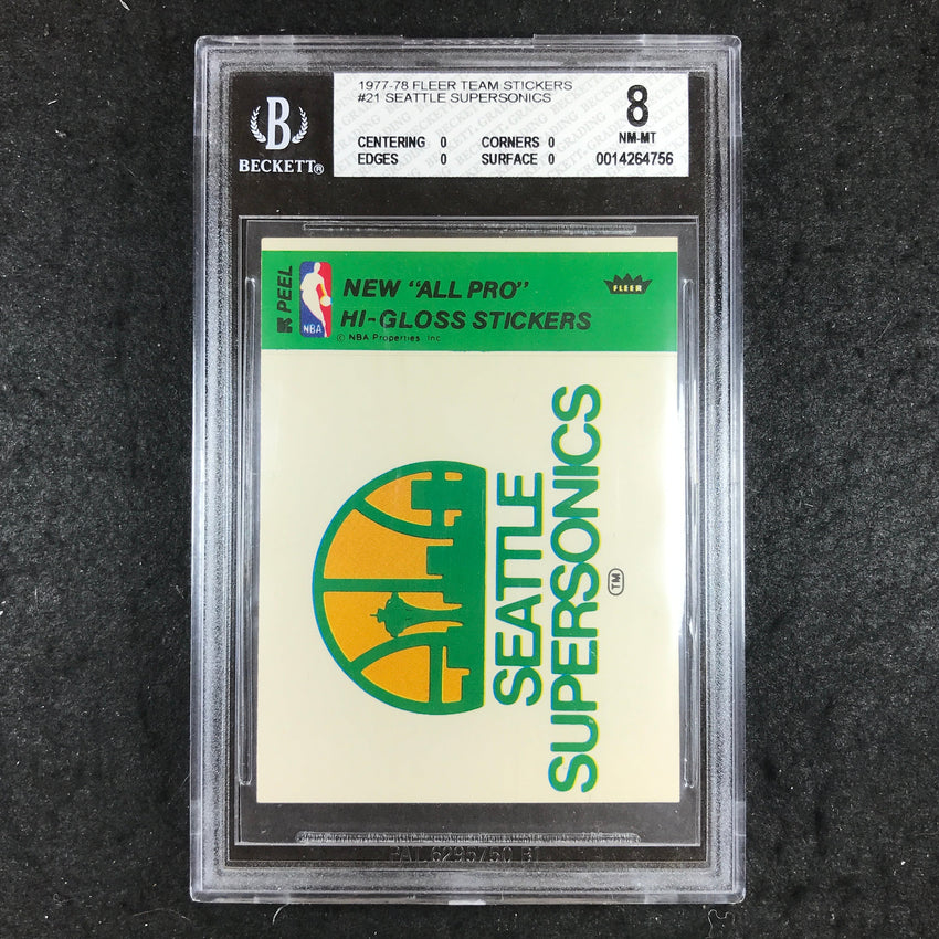 1977 Fleer Team Stickers SEATTLE SUPERSONICS #21 BGS 8 (756)