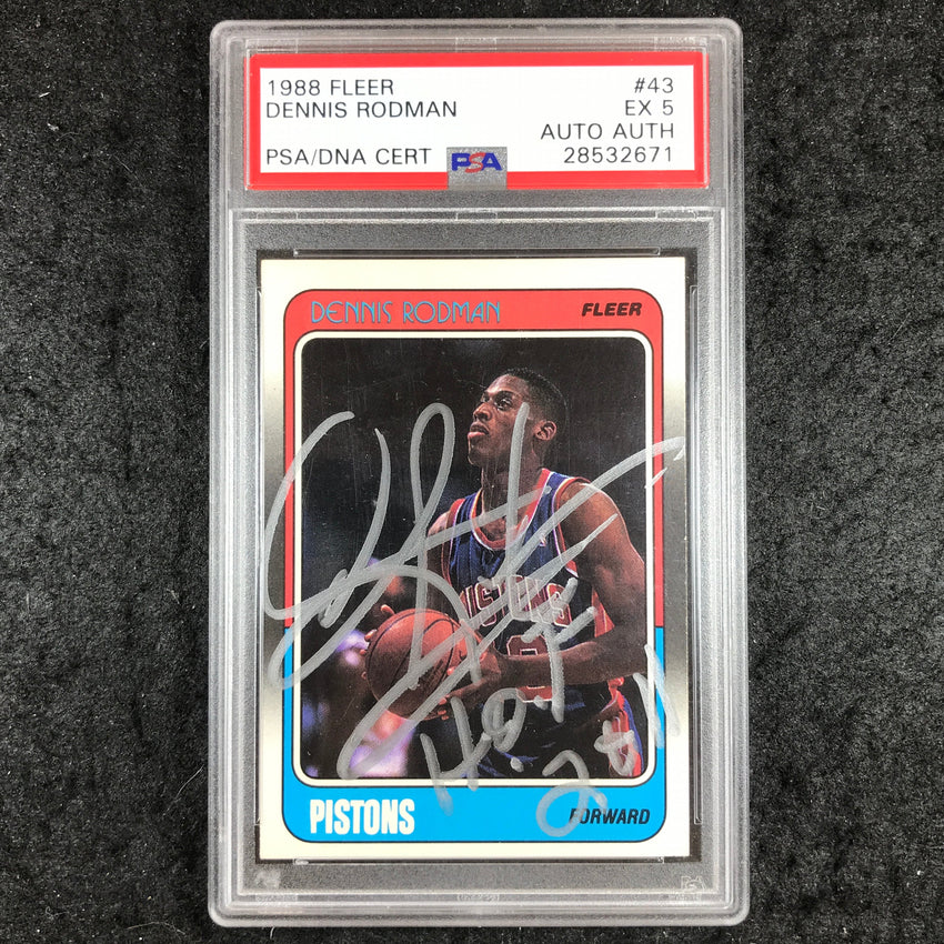 1988 Fleer DENNIS RODMAN In Person Auto Base #43 PSA 5 Auto AUTH (671)