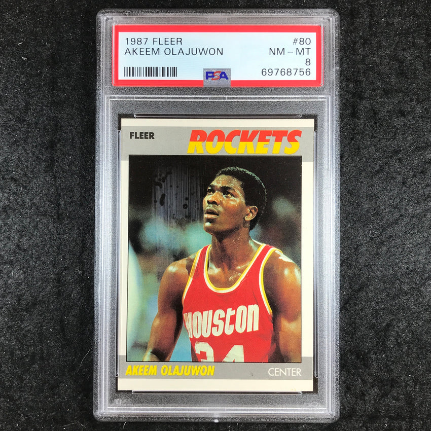 1987 Fleer HAKEEM OLAJUWON Base #80 PSA 8 (756)