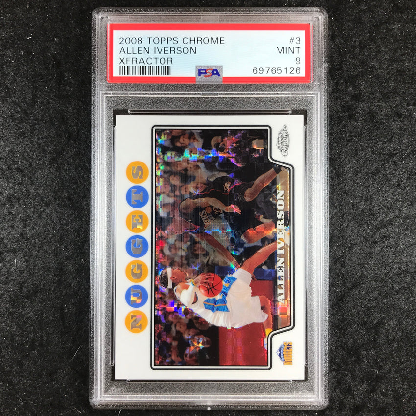 2008 Topps Chrome ALLEN IVERSON Xfractor 231/288 #3 PSA 9 (126)