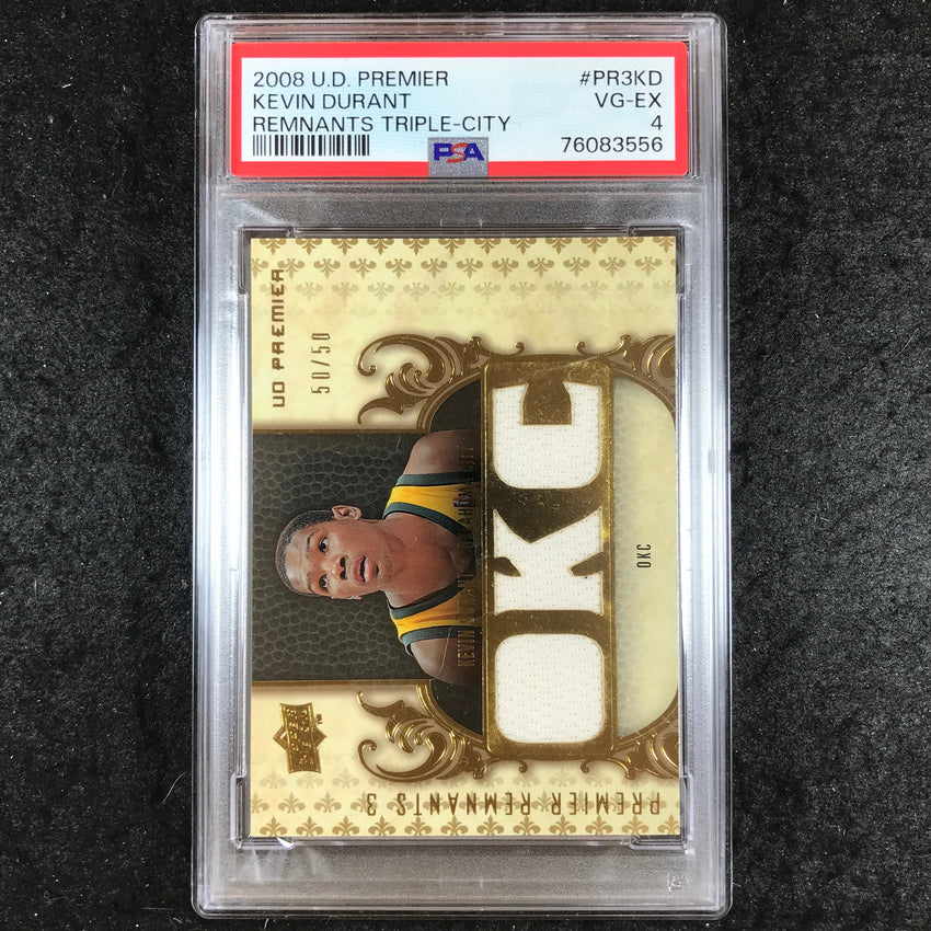 2008 Upper Deck Premier KEVIN DURANT Remnants Triple City #PR3KD PSA 4 (556)