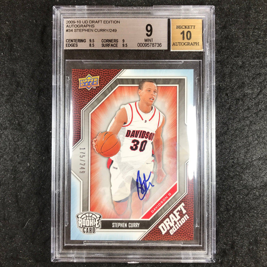 2009 Upper Deck Draft Edition STEPHEN CURRY Rookie Auto 175/249 BGS 9/10 (736)