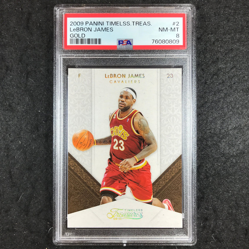2009 Panini Timeless Treasures LEBRON JAMES Gold 9/10 #2 PSA 8 (809)