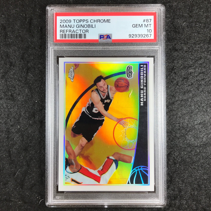 2009 Topps Chrome MANU GINOBILI Refractor 417/500 #87 PSA 10 (267)