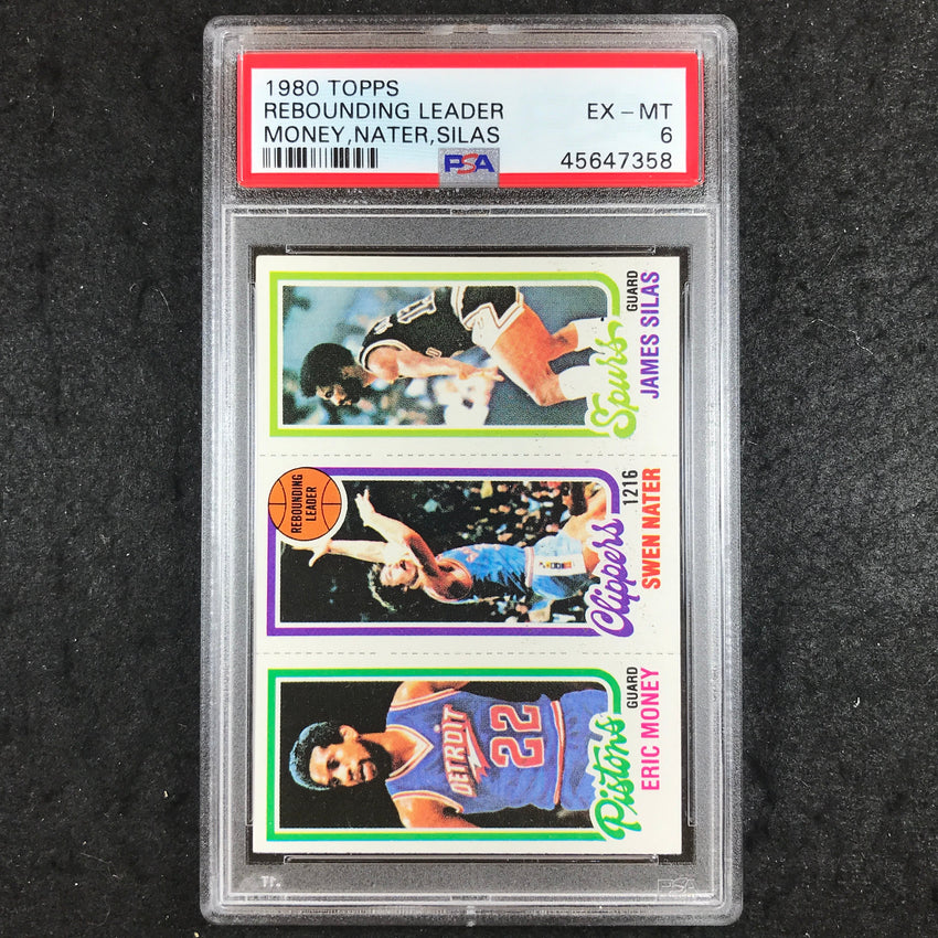 1980 Topps MONEY NATER SILAS Rebounding Leader PSA 6 (358)