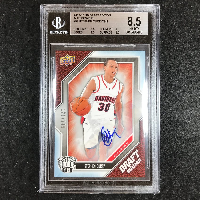 2009 Upper Deck Draft Edition Stephen Curry Rookie Auto 121/249 BGS 8.5 (488)