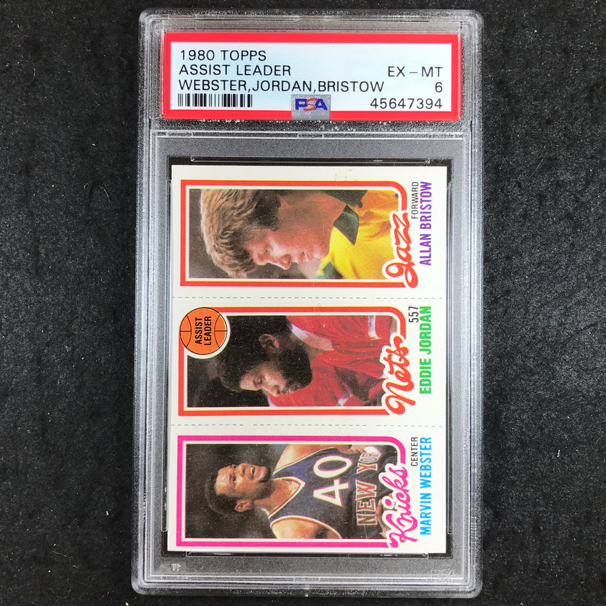 1980 Topps WEBSTER JORDAN BRISTOW Assist Leader PSA 6 (394)