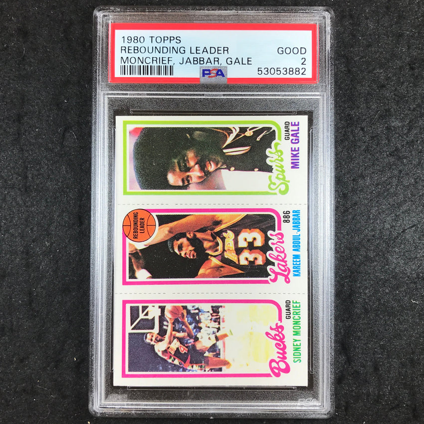 1980 Topps MONCRIEF JABBAR GALE Rebounding Leader PSA 2 (882)