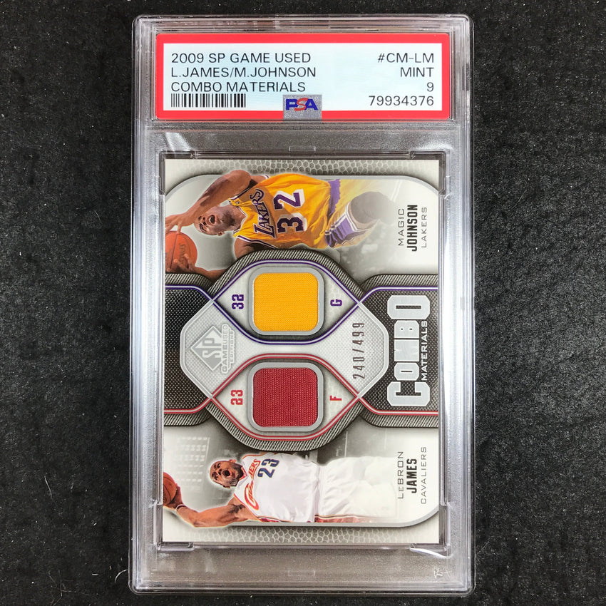 2009 SP Game Used LEBRON JAMES MAGIC JOHNSON Combo Materials 240/499 PSA 9 (376)