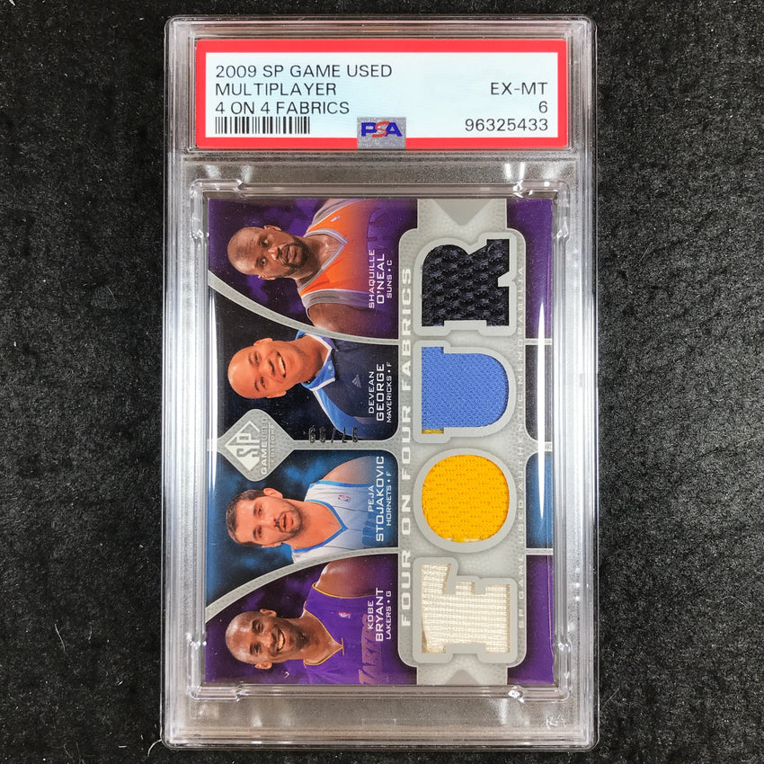 2009 SP Game Used BRYANT PEJA O'NEAL KIDD ET AL. 4 on 4 Fabrics PSA 6 (433)