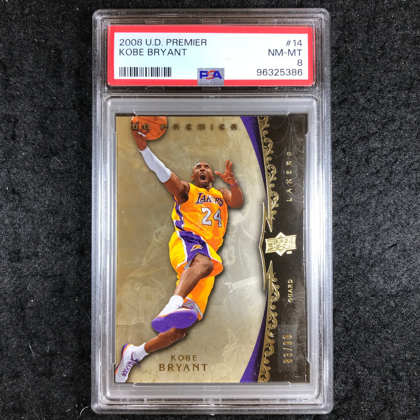 2008 Upper Deck Premier KOBE BRYANT Base 83/99 #14 PSA 8 (386)