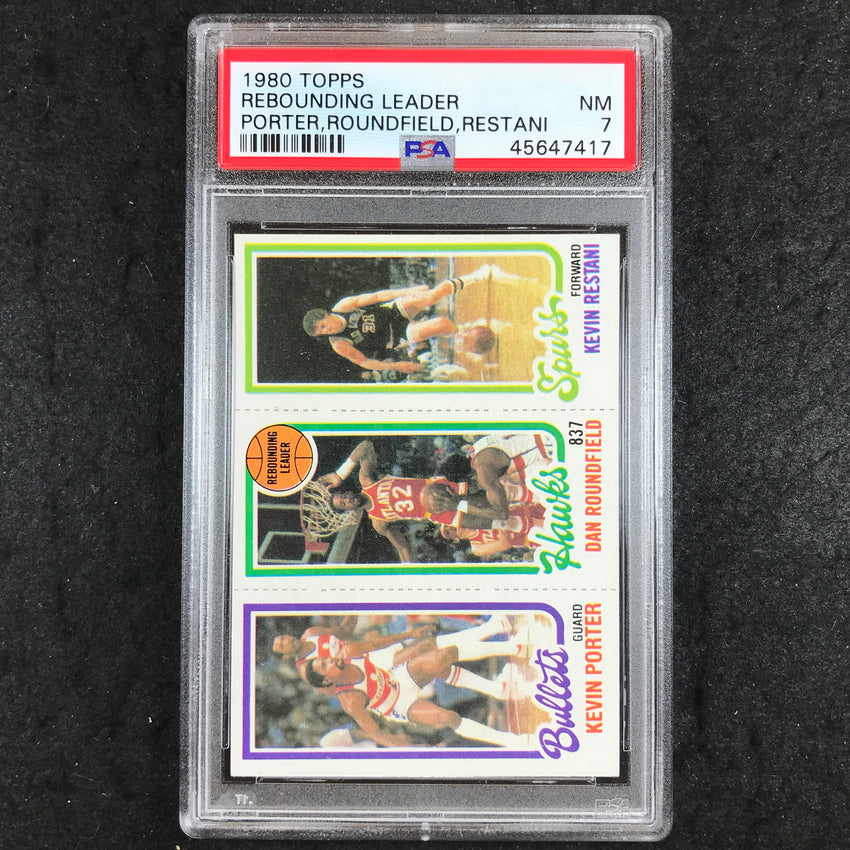 1980 Topps PORTER ROUNDFIELD RESTANI Rebounding Leader PSA 7 (417)