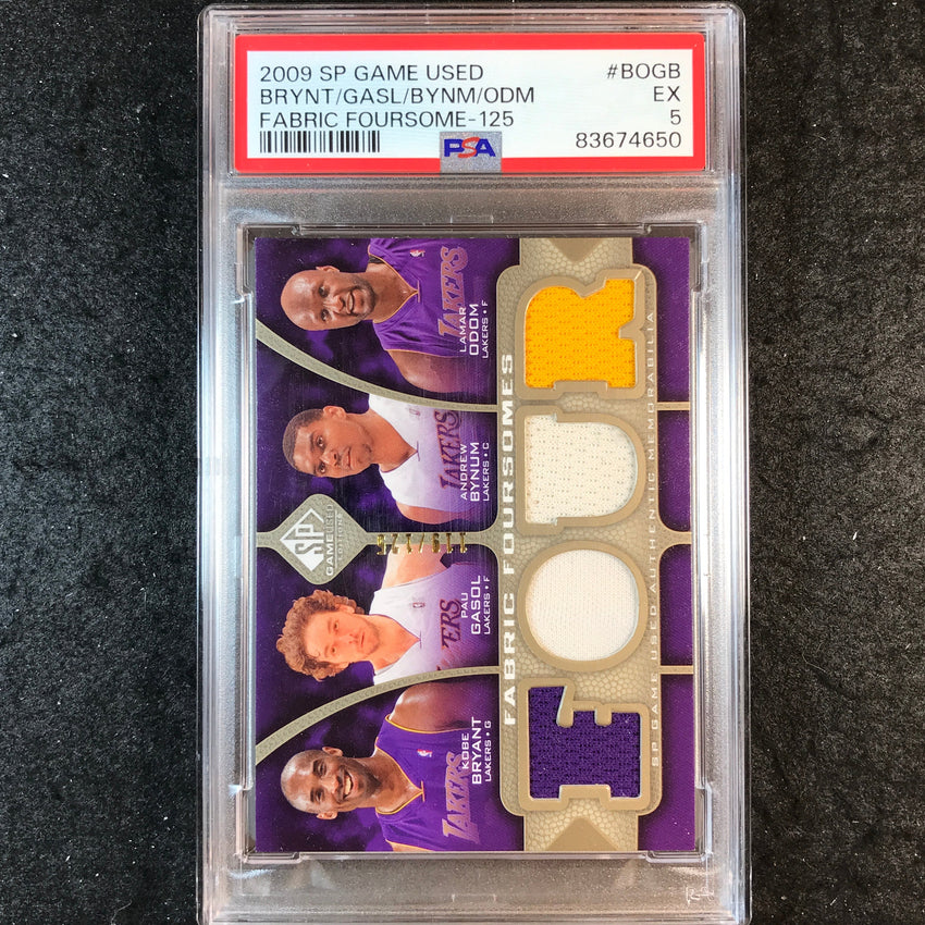 2009 SP Game Used BRYANT GASOL BYNUM ODOM Fabric Foursome 119/125 PSA 5 (650)