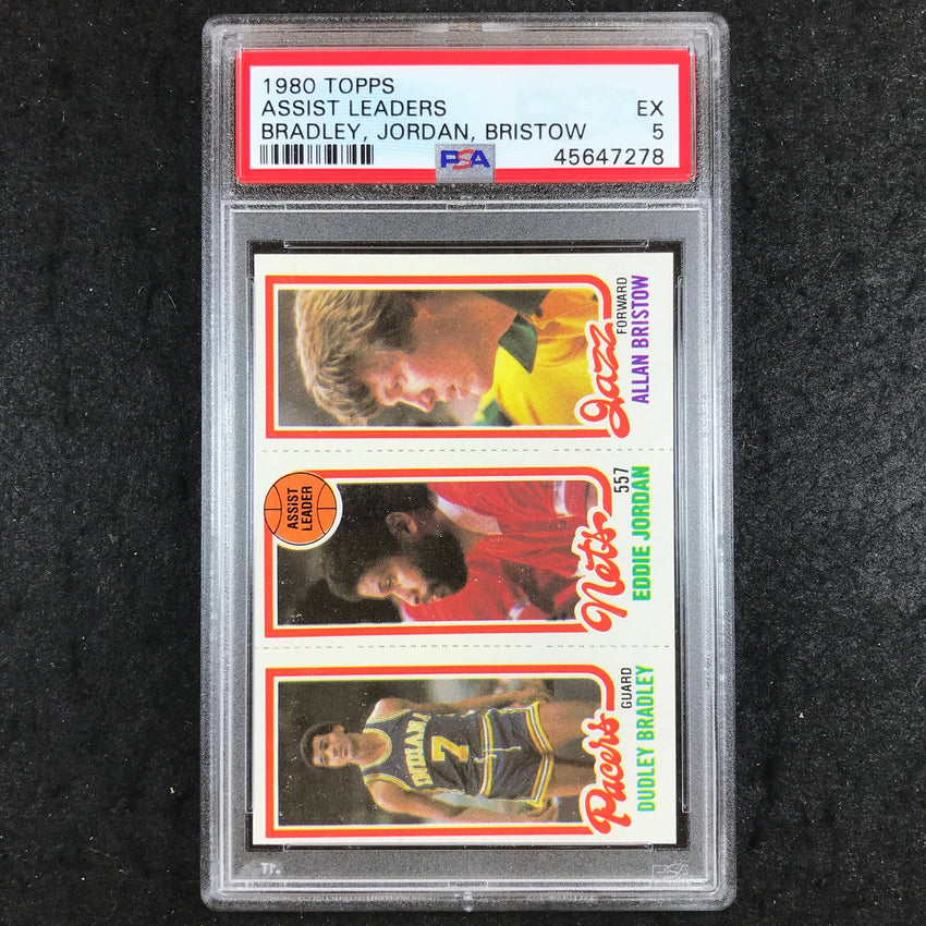 1980 Topps BRADLEY JORDAN BRISTOW Assist Leaders PSA 5 (278)