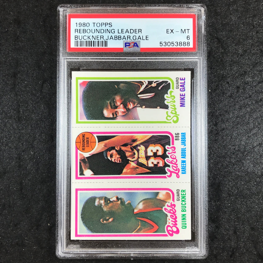 1980 Topps BUCKNER JABBAR GALE Rebounding Leader PSA 6 (888)