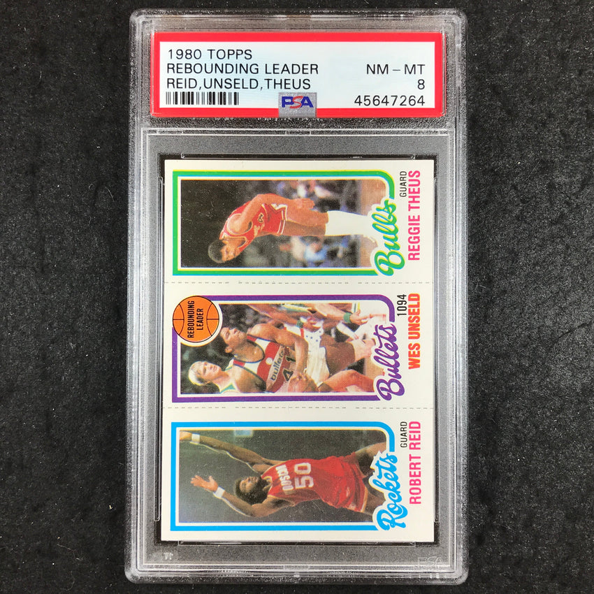 1980 Topps REID UNSELD THEUS Rebounding Leader PSA 8 (264)