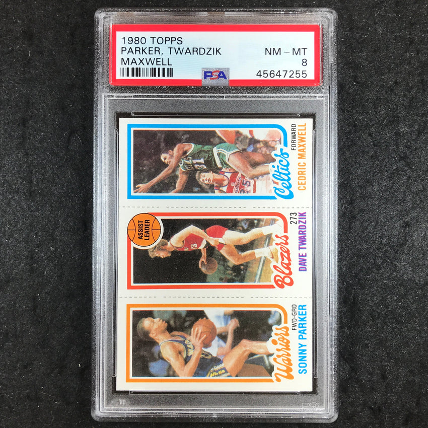1980 Topps PARKER TWARDZIK MAXWELL PSA 8 (255)