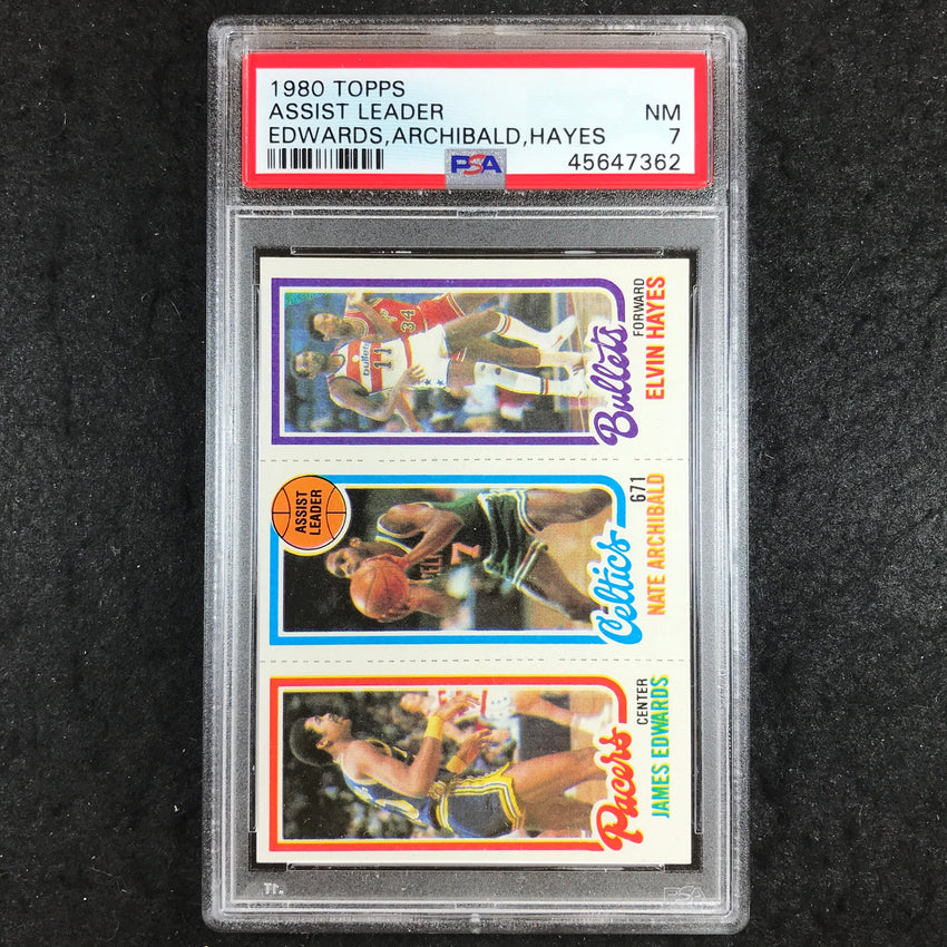 1980 Topps EDWARDS ARCHIBALD HAYES Assist Leader PSA 7 (362)