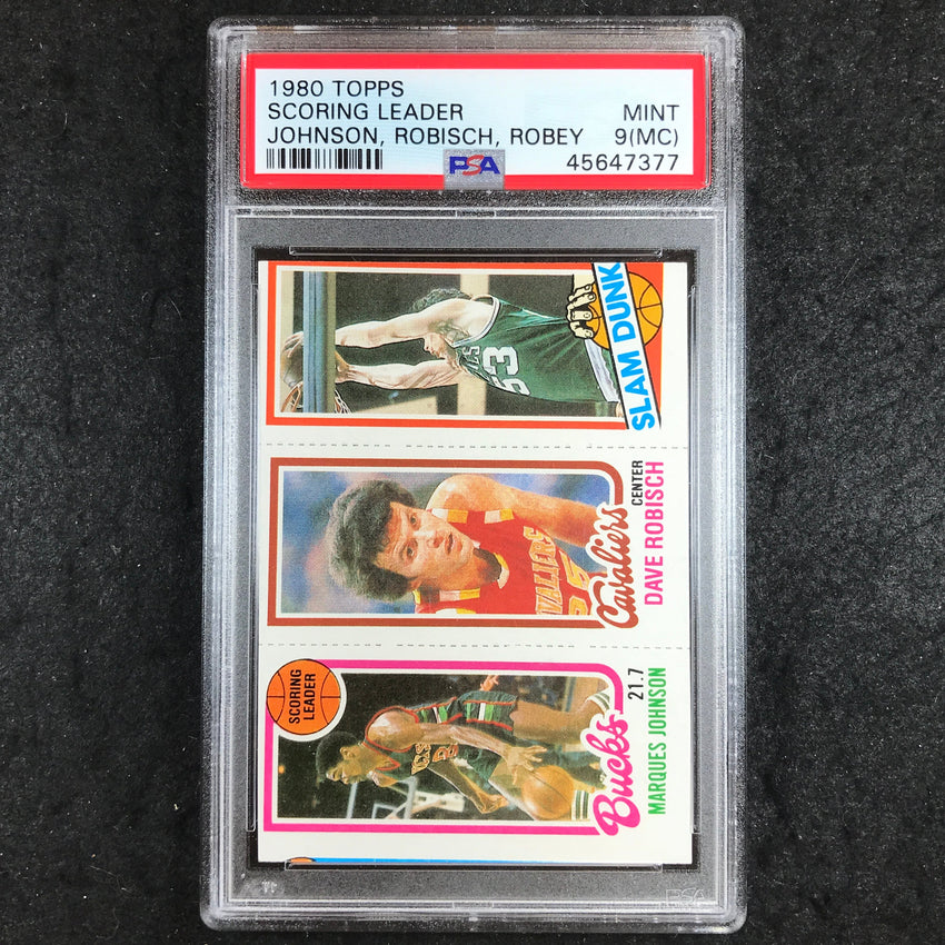 1980 Topps JOHNSON ROBISCH ROBEY Scoring Leader PSA 9 (MC) (377)