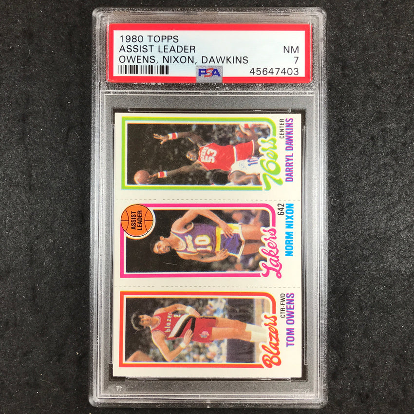 1980 Topps OWENS NIXON DAWKINS Assist Leader PSA 7 (403)
