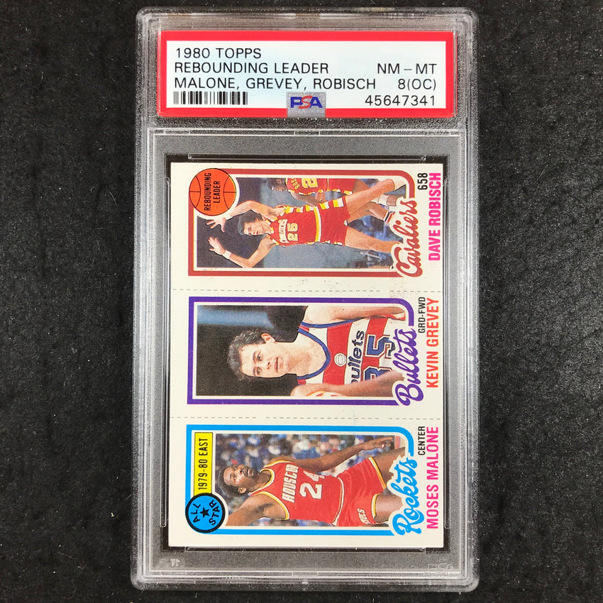 1980 Topps MALONE GREVEY ROBISCH Rebounding Leader PSA 8 (341)
