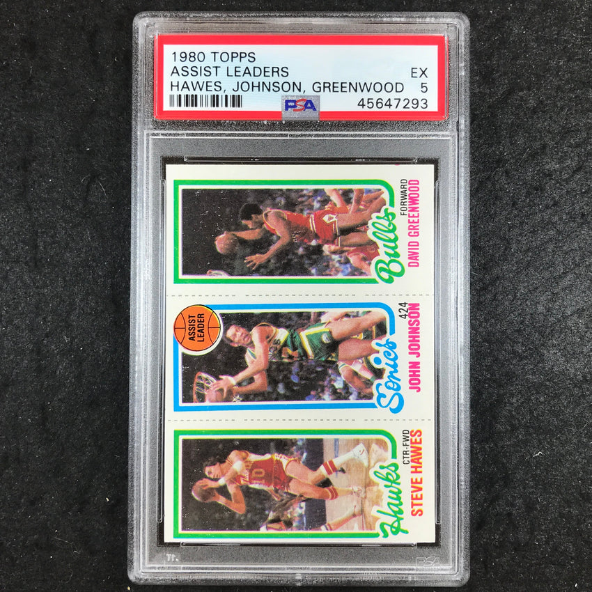 1980 Topps HAWES JOHNSON GREENWOOD Assist Leaders PSA 5 (293)