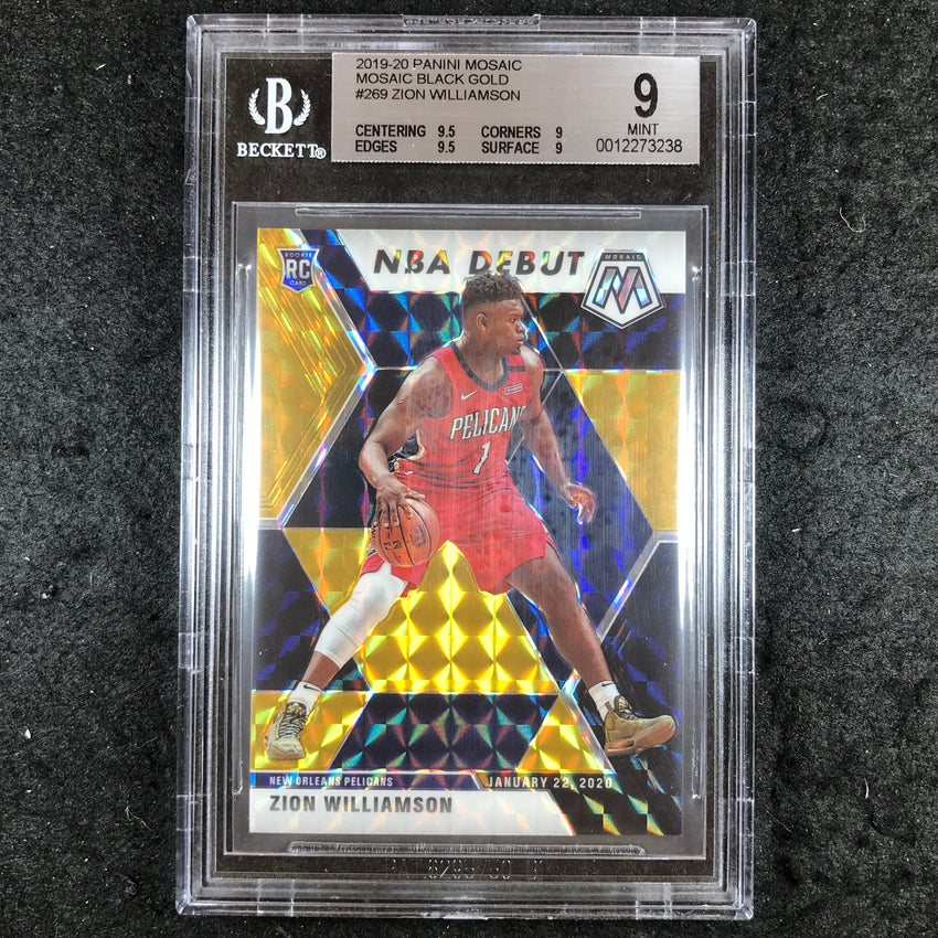 2019 Panini Mosaic ZION WILLIAMSON Rookie Black Gold 3/8 #269 BGS 9 (238)