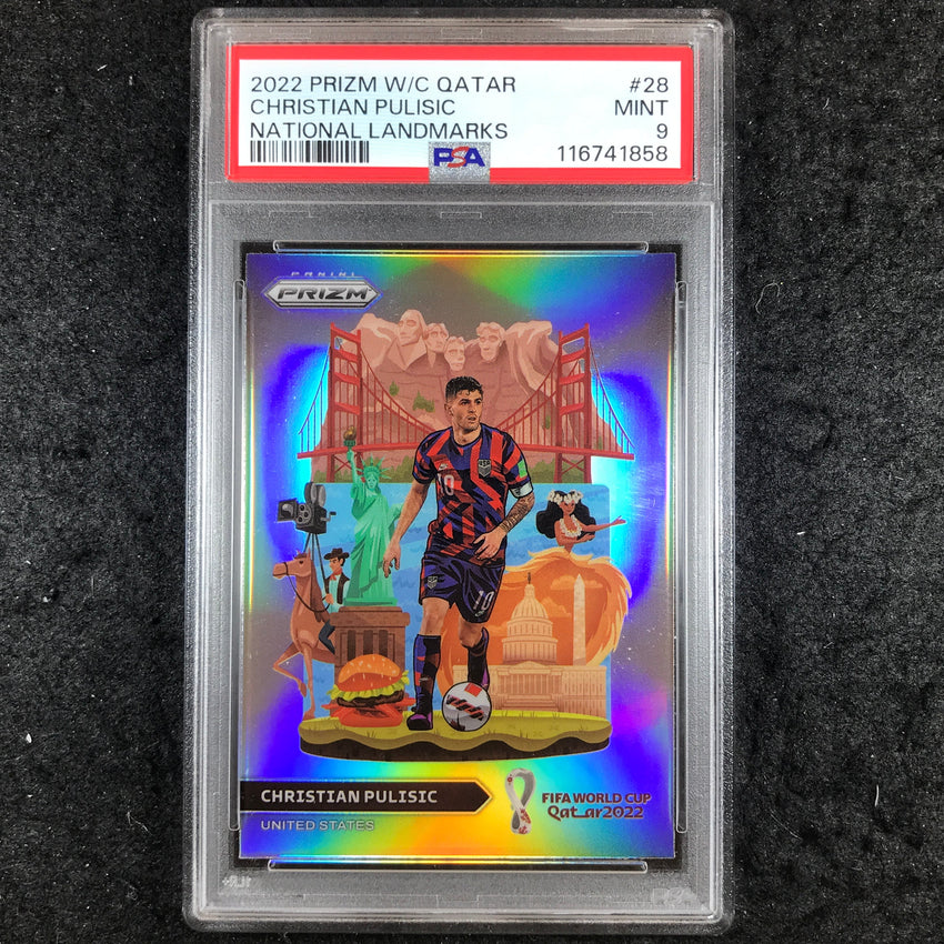 2022 Prizm World Cup Qatar CHRISTIAN PULISIC National Landmarks #28 PSA 9 (858)