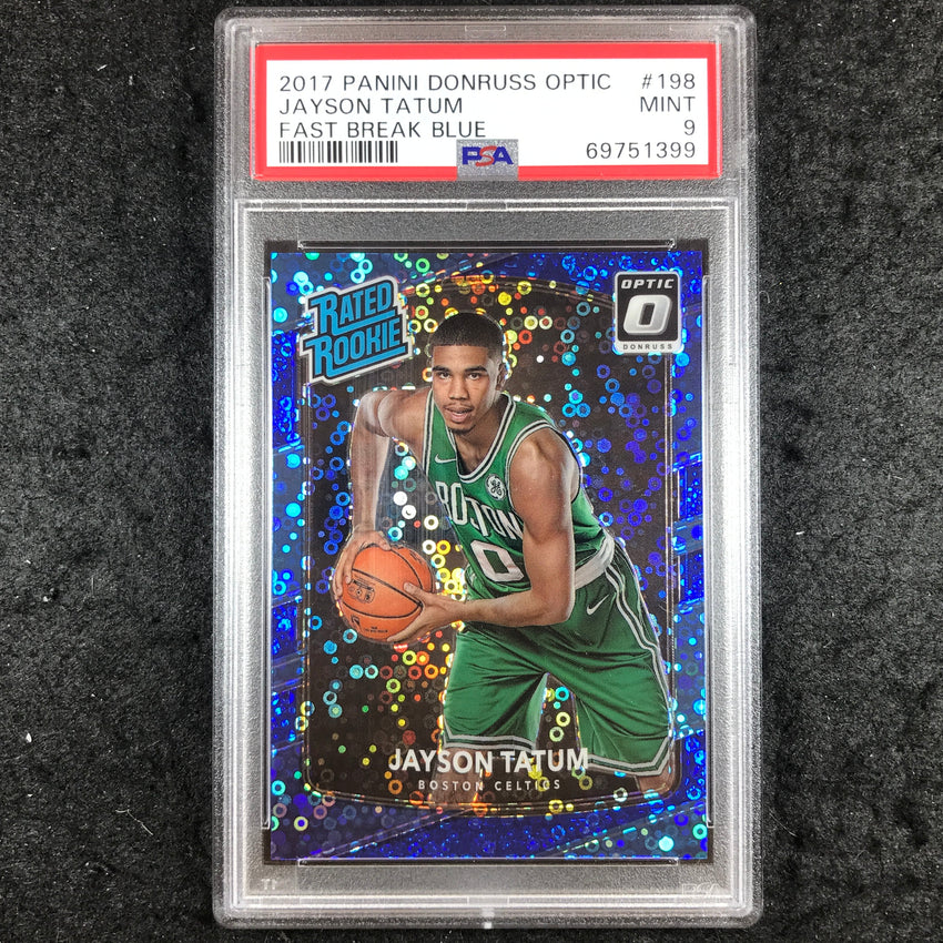 2017 Donruss Optic JAYSON TATUM Rated Rookie Fast Break Blue 27/50 PSA 9 (399)