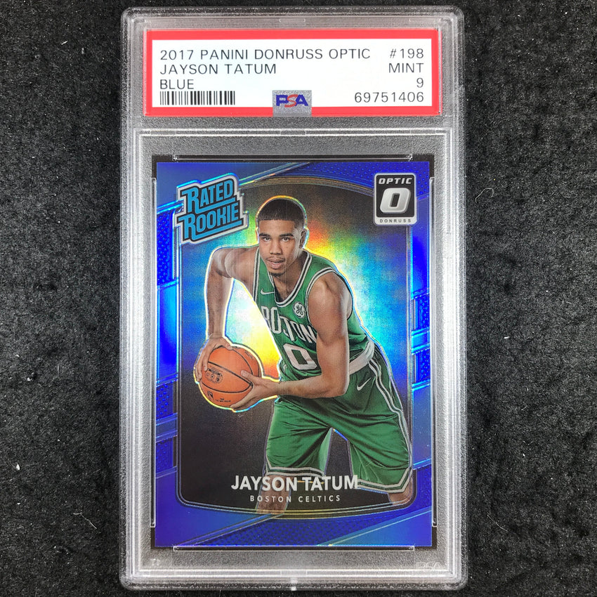 2017 Panini Donruss Optic JAYSON TATUM Rated Rookie Blue 35/49 #198 PSA 9 (406)