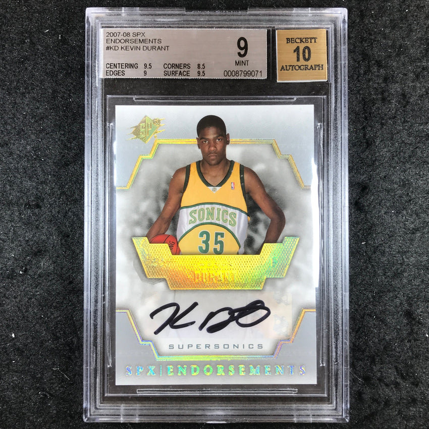 2007 SPx KEVIN DURANT Endorsements Rookie Auto #KD BGS 9/10 (071)