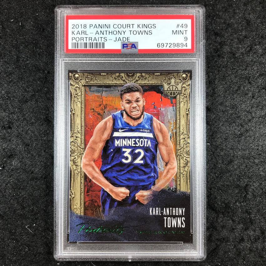2018 Panini Court Kings KARL-ANTHONY TOWNS Portraits Jade 24/35 #49 PSA 9 (894)
