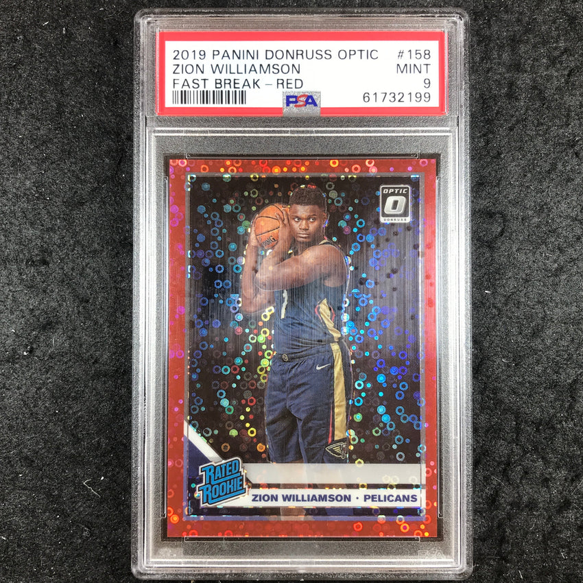 2019 Donruss Optic ZION WILLIAMSON Rated Rookie Fast Break Red 81/85 PSA 9 (199)