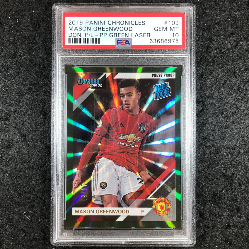 2019 Chronicles MASON GREENWOOD Press Proof Rookie Green 14/50 #109 PSA 10 (975)