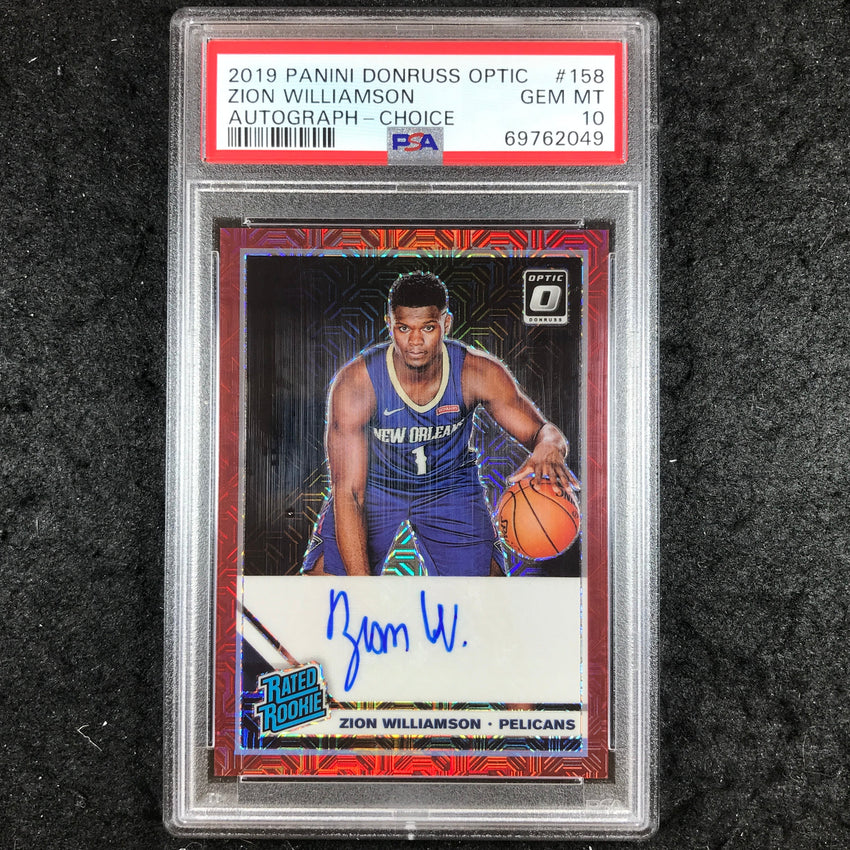 2019 Panini Donruss Optic ZION WILLIAMSON Choice Auto #158 PSA 10 (049)
