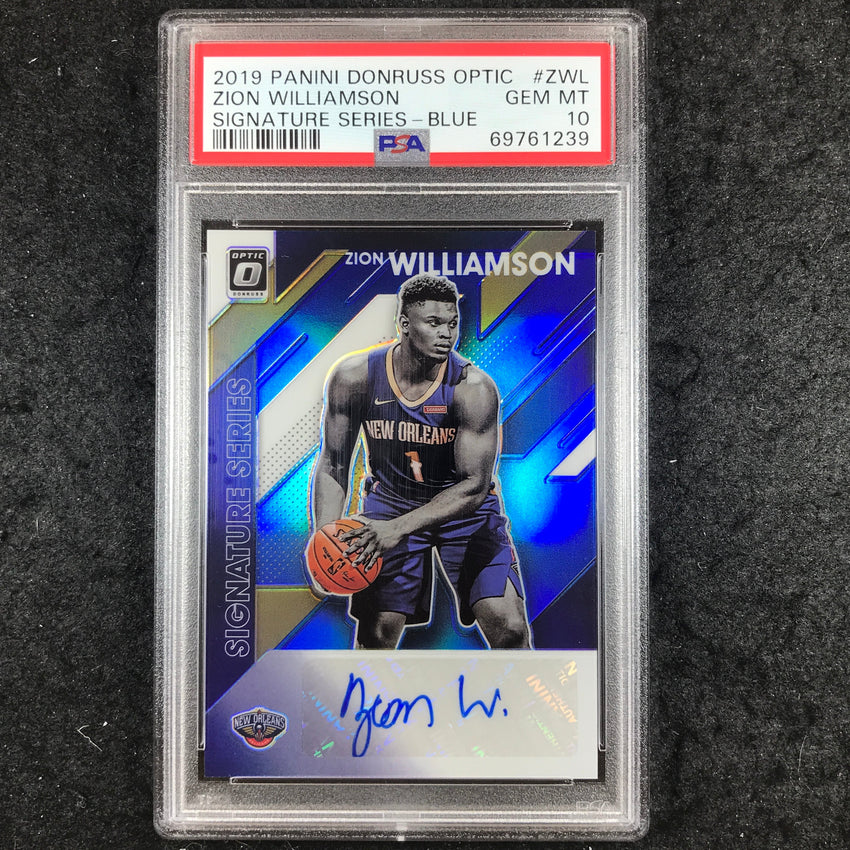 2019 Donruss Optic ZION WILLIAMSON Rookie Series Blue 6/25 #ZWL PSA 10 (239)
