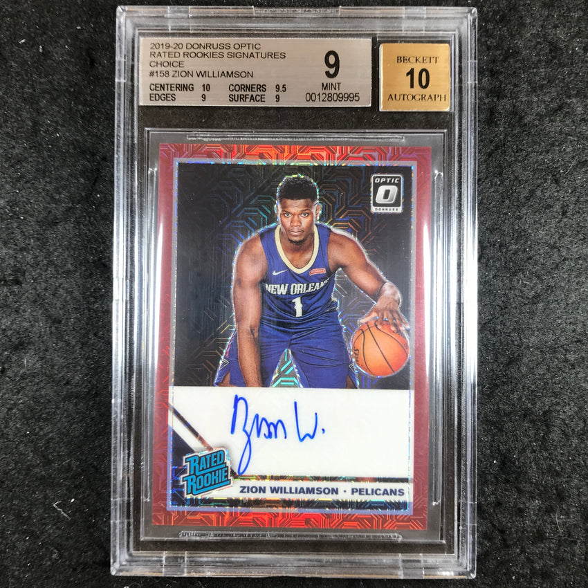 2019 Donruss Optic ZION WILLIAMSON Rated Rookies Choice Auto #158 BGS 9/10 (995)
