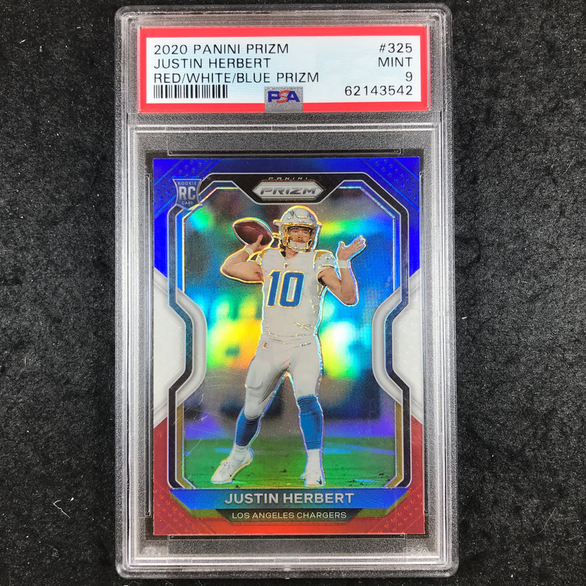 2020 Prizm JUSTIN HERBERT Rookie Red White Blue #325 PSA 9 (542)