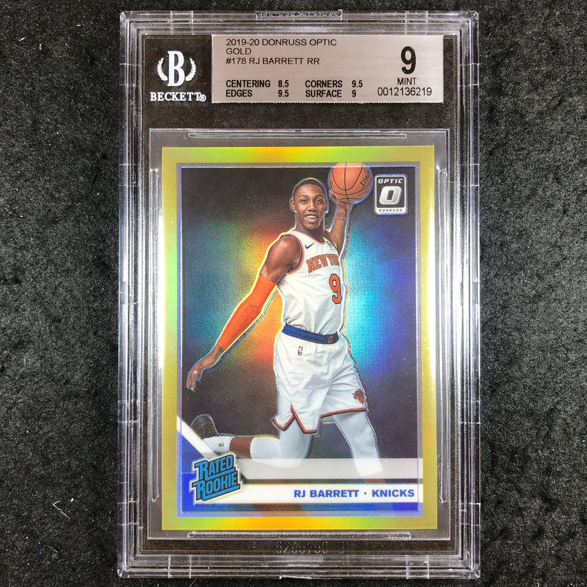 2019 Donruss Optic Gold RJ BARRETT Rated Rookie Gold 1/10 #178 BGS 9 (219)