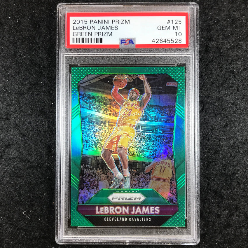 2015 Panini Prizm LEBRON JAMES Green Prizm #125 PSA 10 (528)